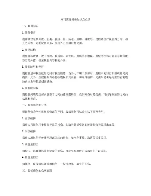 外科腹部损伤知识点总结