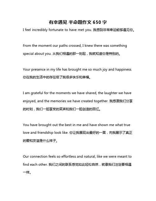 有幸遇见 半命题作文650字