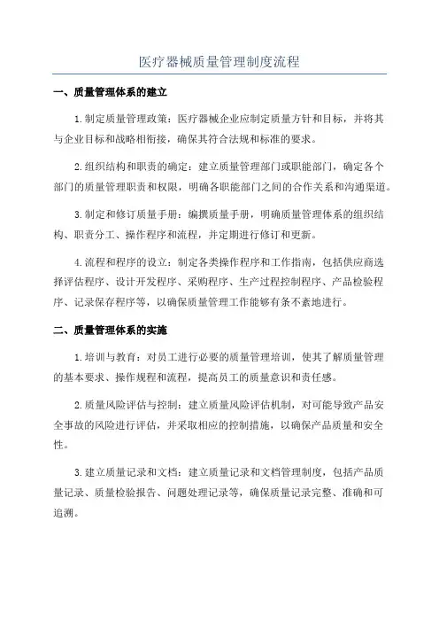 医疗器械质量管理制度流程