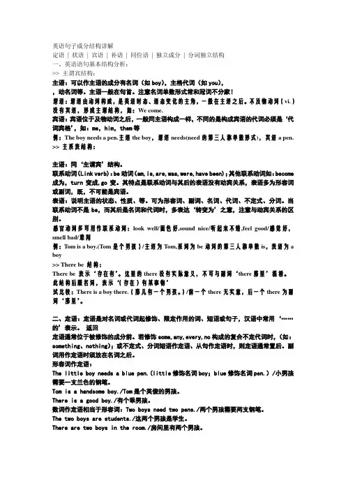 英语主谓宾定状补
