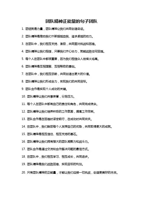 团队精神正能量的句子团队