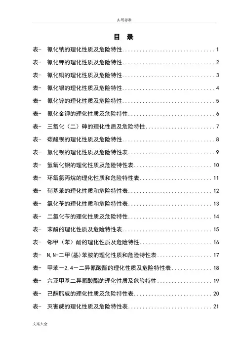 危险化学品特性表_第6类     有毒品