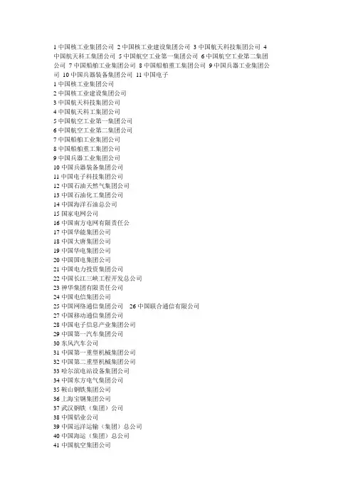 北京国企名录