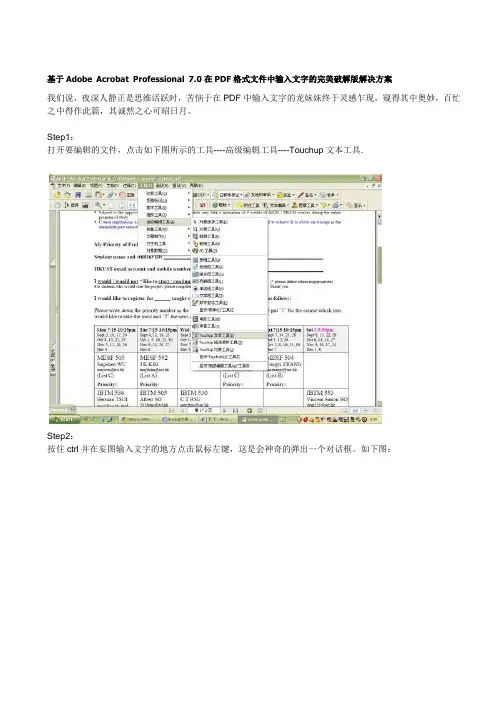 Adobe Acrobat Professional 7.0在PDF格式文件中输入文字的完美破解版解决方案