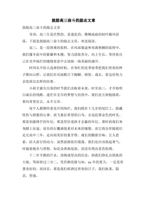 激励高三奋斗的励志文章