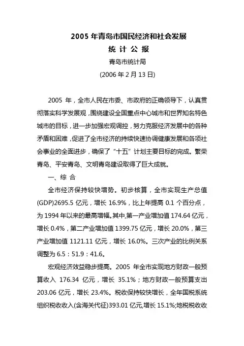 2005年青岛市统计年报