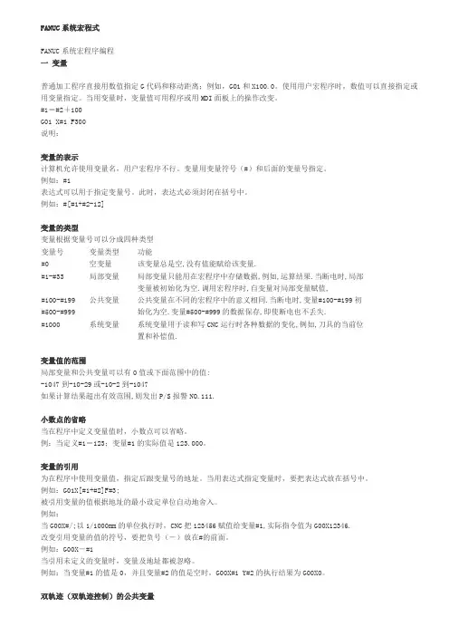 FANUC系统宏程式详解
