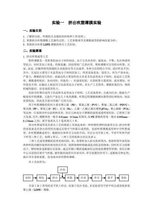 实验一 挤出吹膜实验