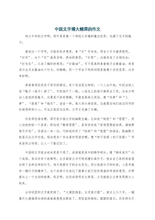 中国文字博大精深的作文