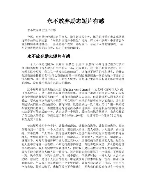 永不放弃励志短片有感