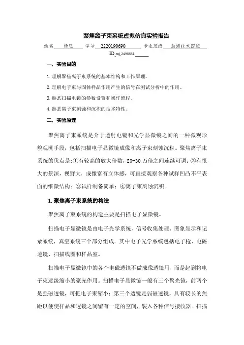 聚焦离子束实验报告