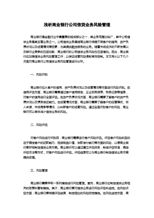 浅析商业银行公司信贷业务风险管理1000字(2)