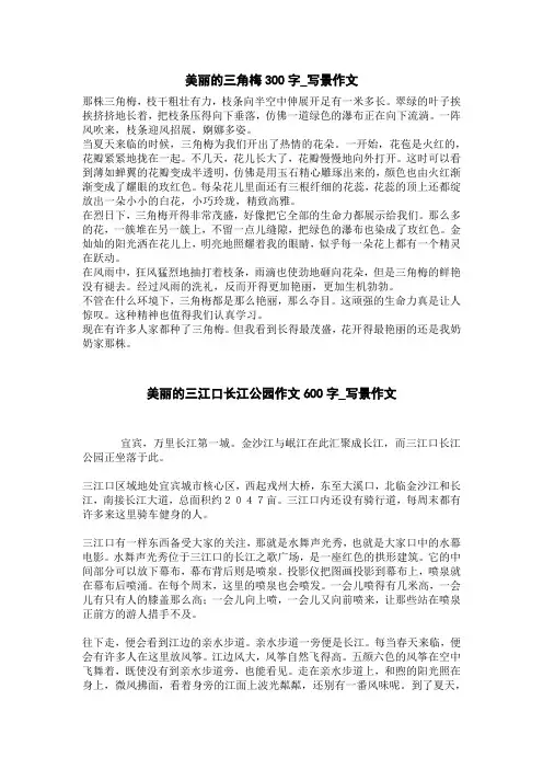 美丽的三江口长江公园作文600字_写景作文