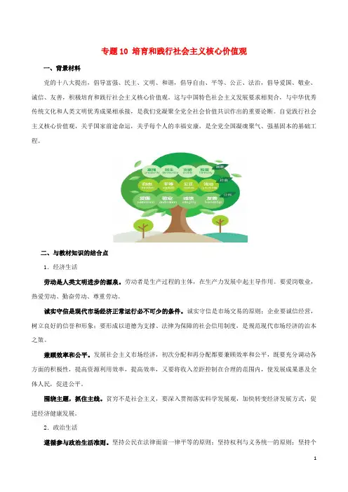 高考政治时政热点分析(第期)专题培育和践行社会主义核心价值观(新)-课件