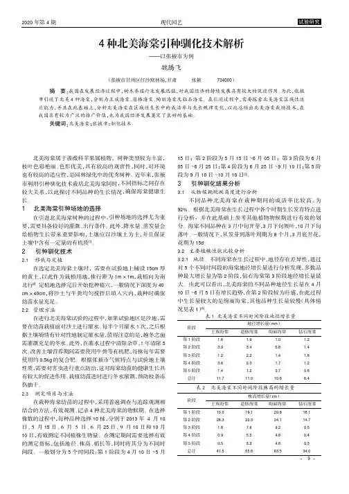 4种北美海棠引种驯化技术解析——以张掖市为例