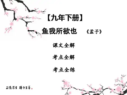 2019中考课内文言文专题复习语文课件：9下 一 鱼我所欲也(共53张PPT)