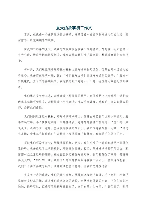 夏天的故事初二作文