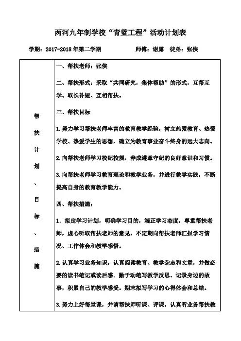 “青蓝工程”活动记录表--Word版
