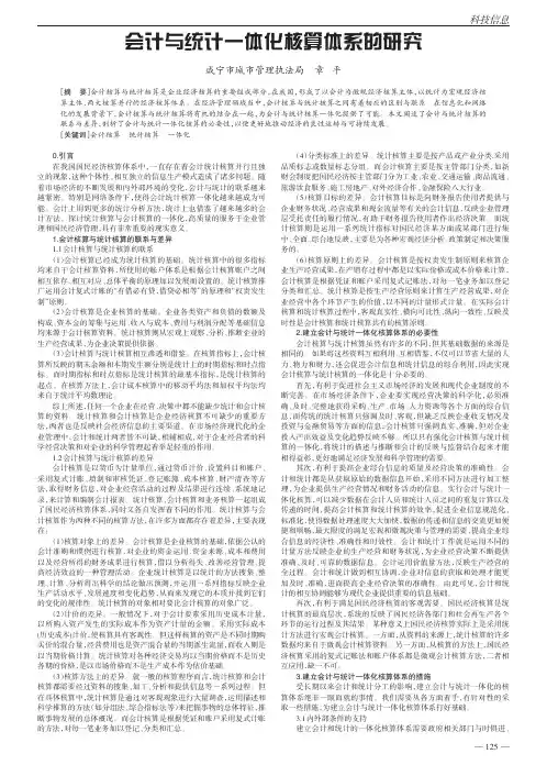 会计与统计一体化核算体系的研究章平