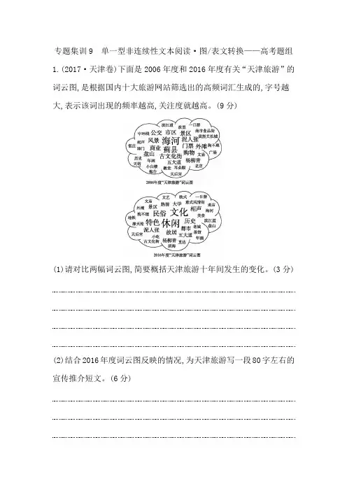 2020年高考语文总复习专题集训9 单一型非连续性文本阅读 图 表文转换—高考题组