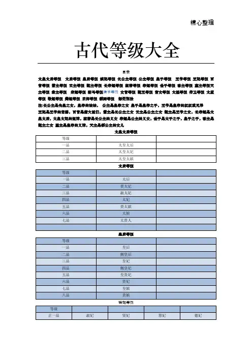 古代等级大全