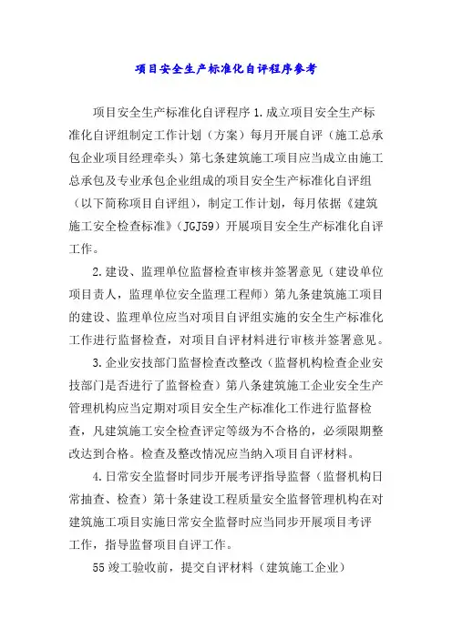 项目安全生产标准化自评程序参考