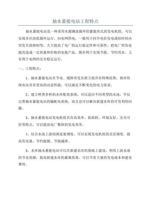 抽水蓄能电站工程特点