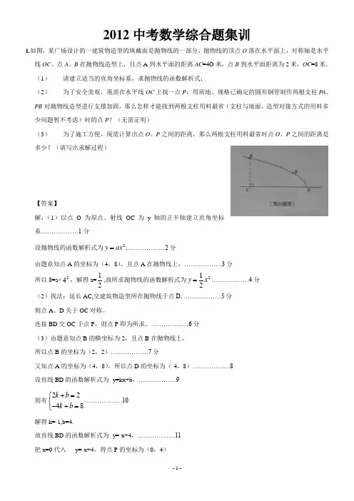 2012中考数学综合题集训