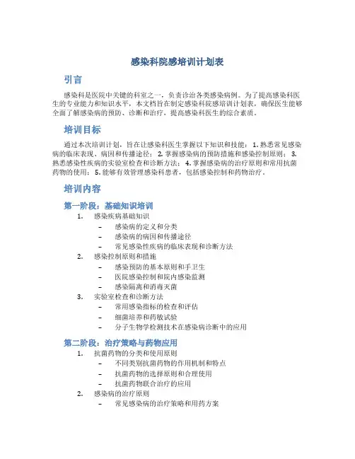 感染科院感培训计划表