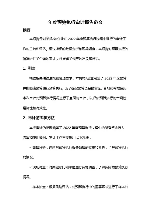 年度预算执行审计报告范文