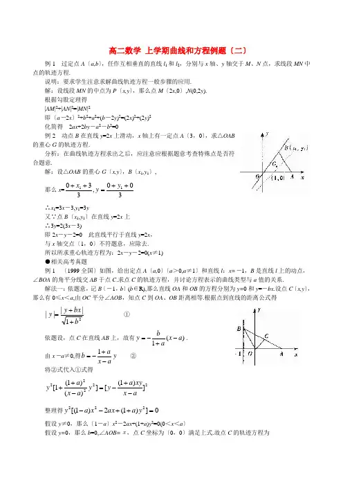 (整理版)高二数学上学期曲线和方程例题(二)