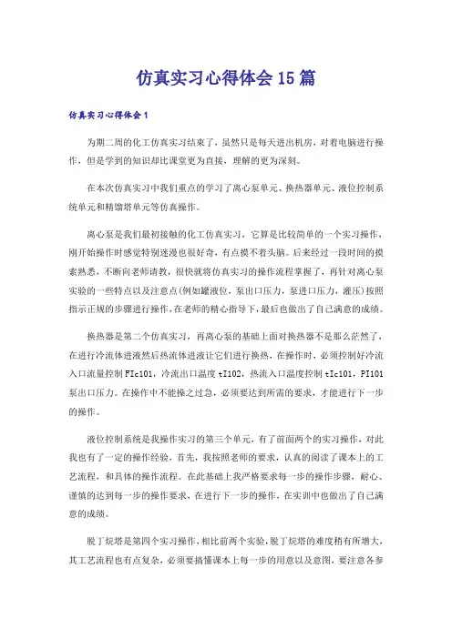 仿真实习心得体会15篇