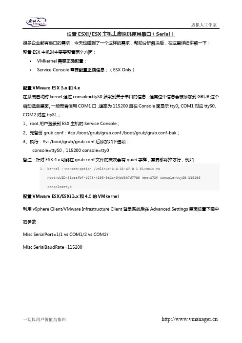 设置ESXi ESX主机上虚拟机使用串口(Serial)