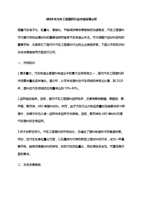 2023年汽车工程塑料行业市场环境分析