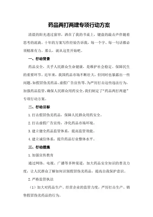 药品两打两建专项行动方案