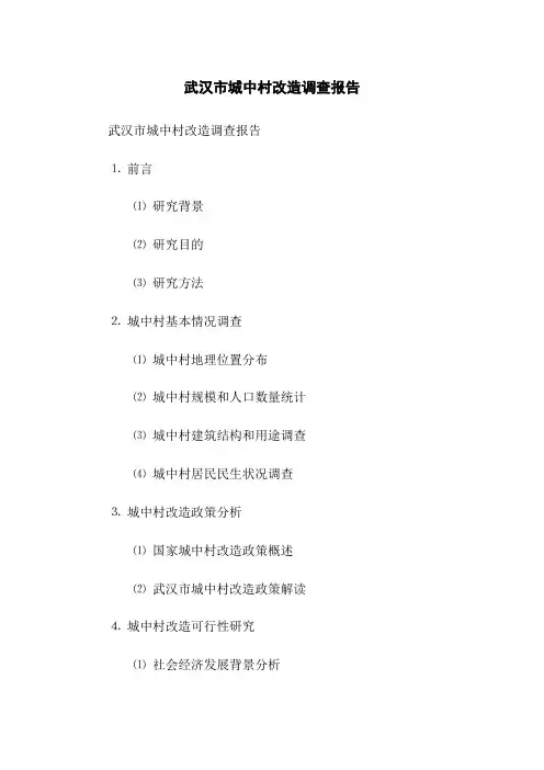 武汉市城中村改造调查报告