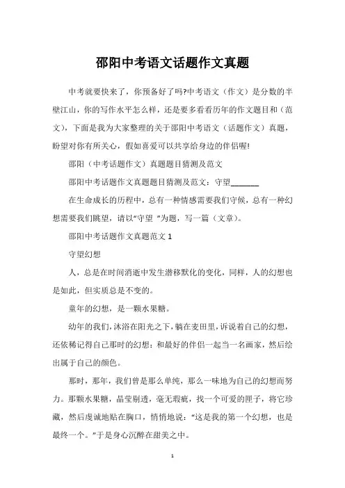 邵阳中考语文话题作文真题
