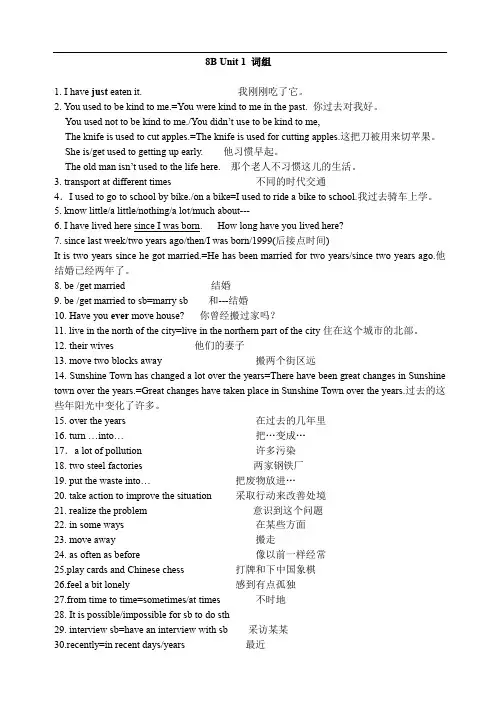 8B Unit 1 词组