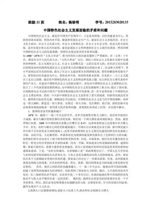中国特色社会主义发展中的矛盾和问题
