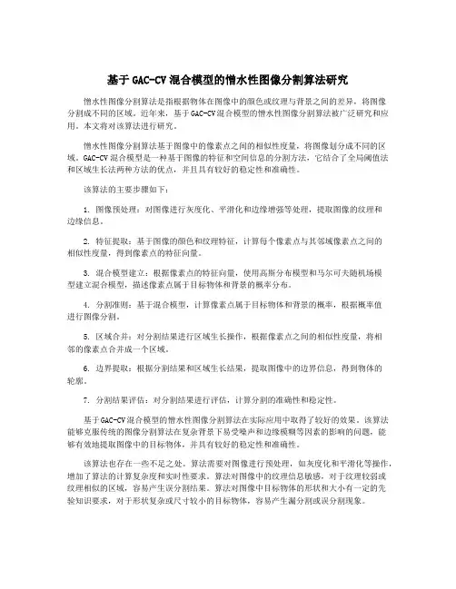 基于GAC-CV混合模型的憎水性图像分割算法研究