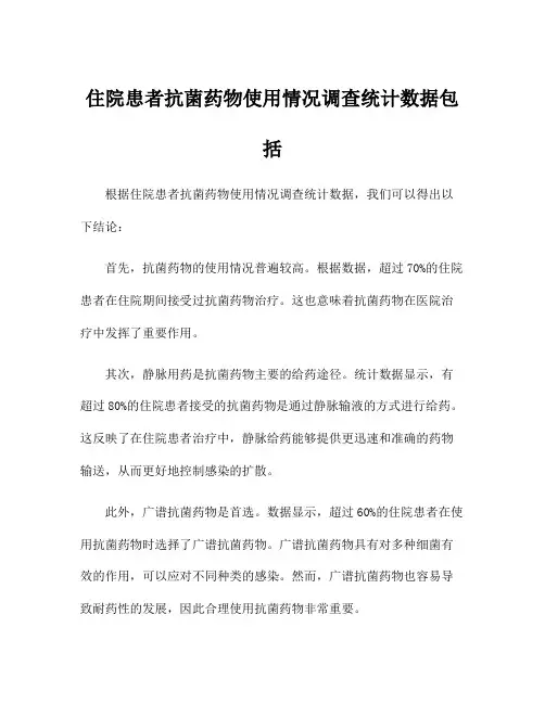 住院患者抗菌药物使用情况调查统计数据包括