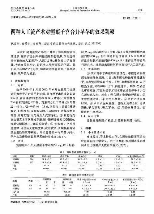 两种人工流产术对瘢痕子宫合并早孕的效果观察