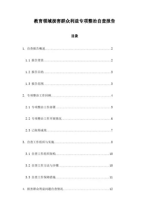 教育领域损害群众利益专项整治自查报告