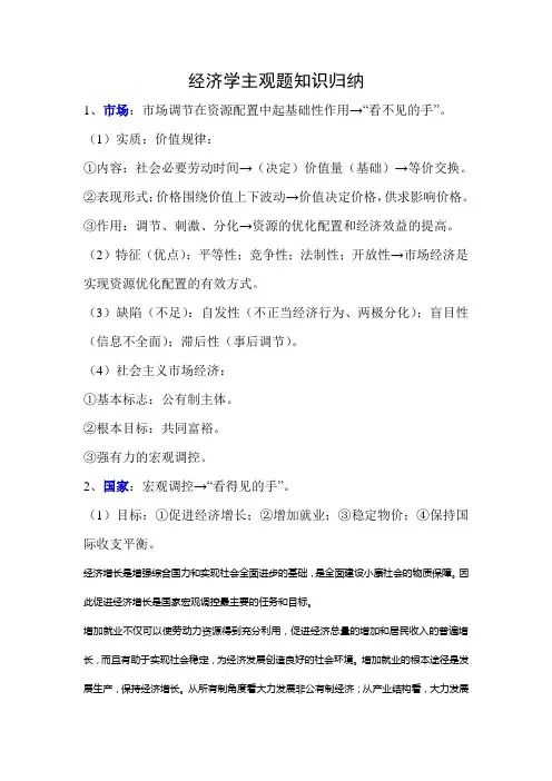 经济学主观题知识归纳