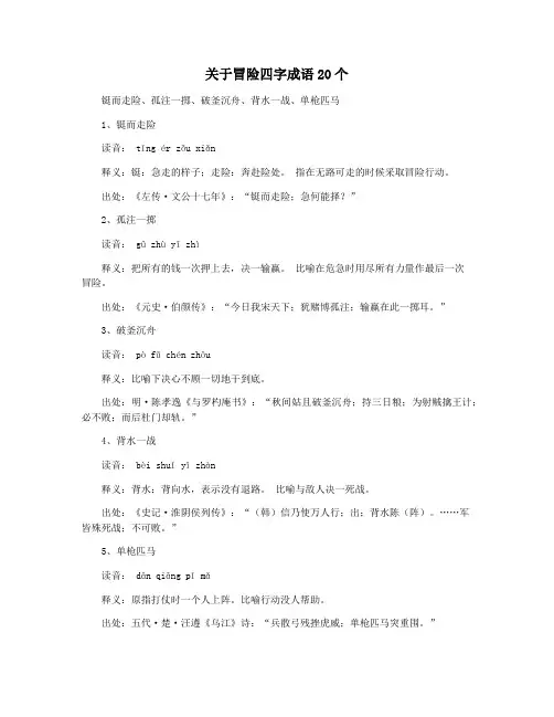 关于冒险四字成语20个