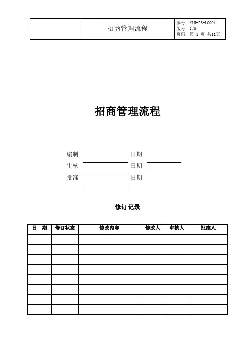 招商管理流程(含入驻商户登记表、商户日常管理表)