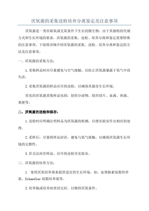 厌氧菌的采集送检培养分离鉴定及注意事项