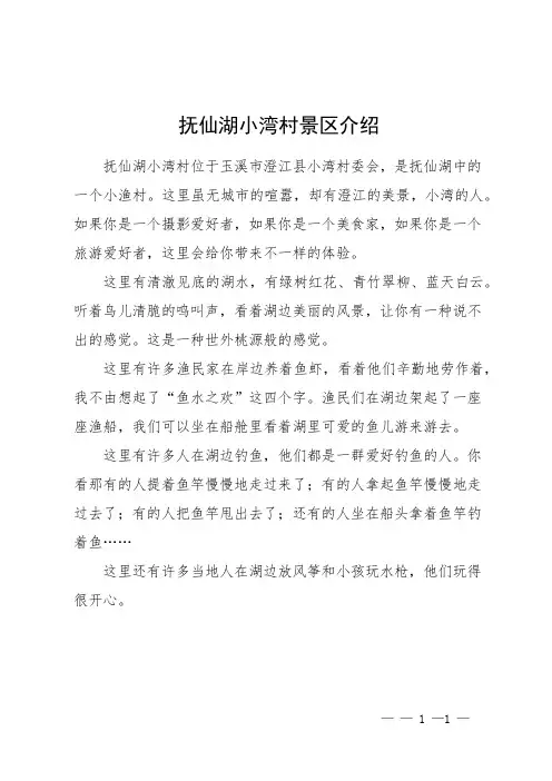 抚仙湖小湾村景区介绍