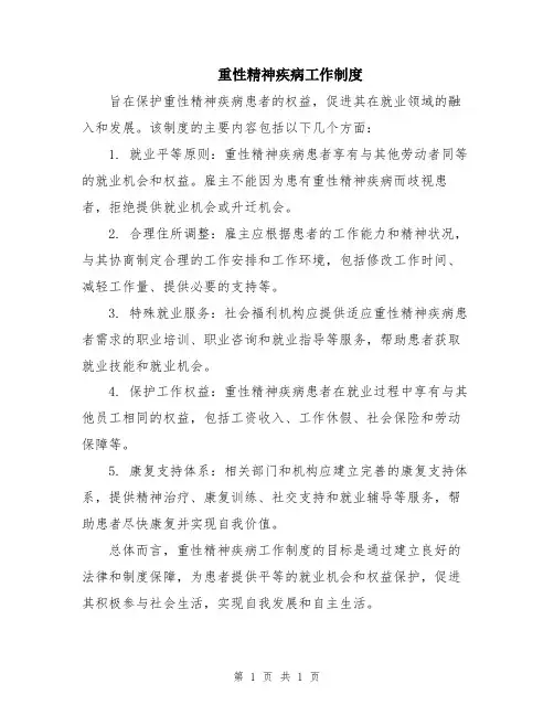重性精神疾病工作制度