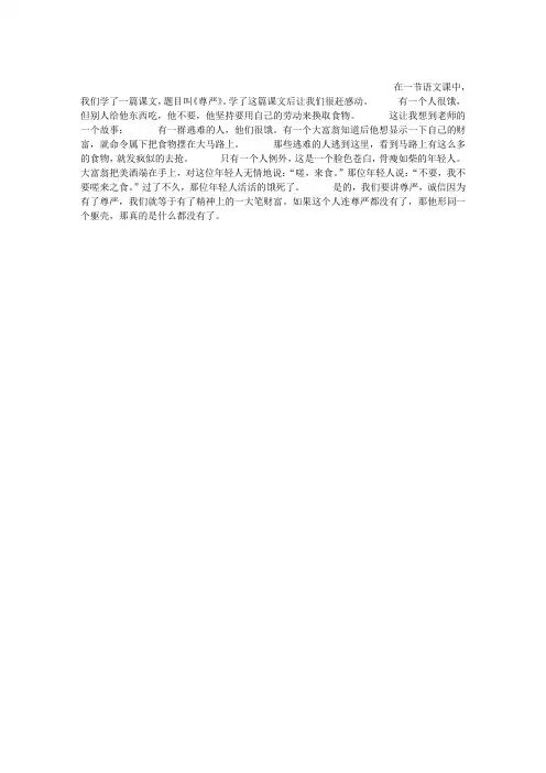 《尊严》读后感作文300字